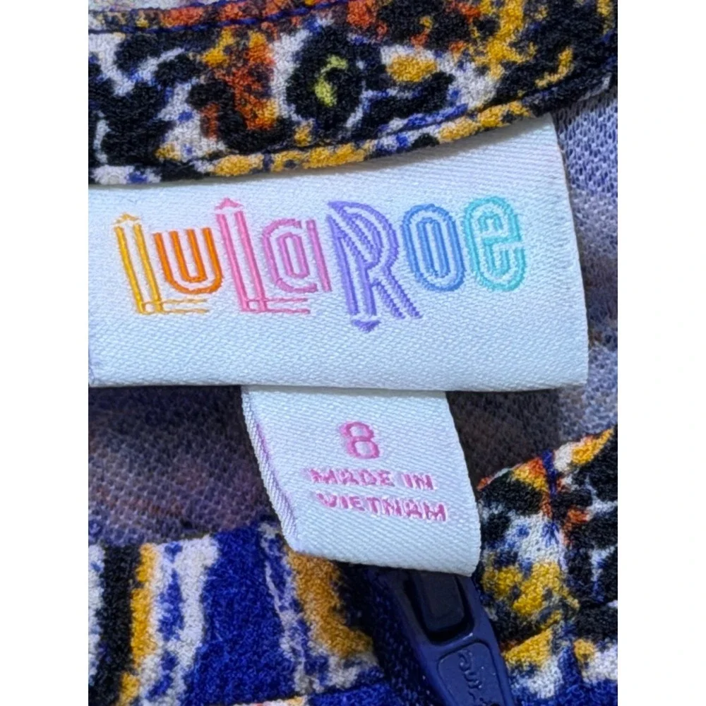 LuLaRoe Monroe Kids Blue Tiger Print Zip Up‎ Jacket Size 8 NWT